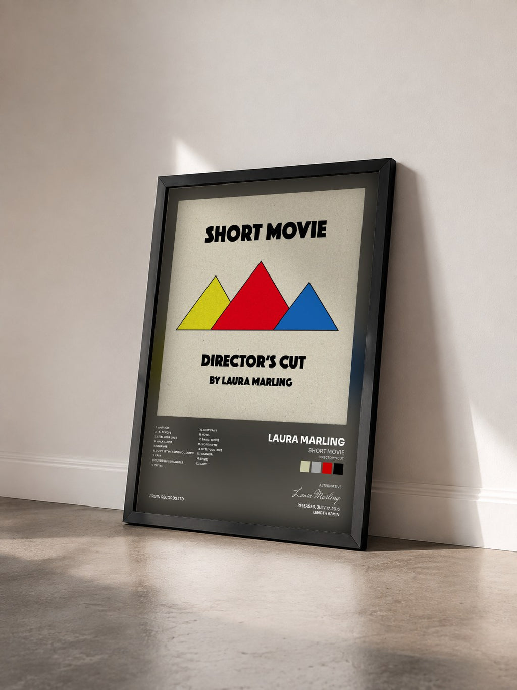 #noir Tableau de l'album Short Movie (Director's Cut) de Laura Marling vu de trois quarts, cadre noir