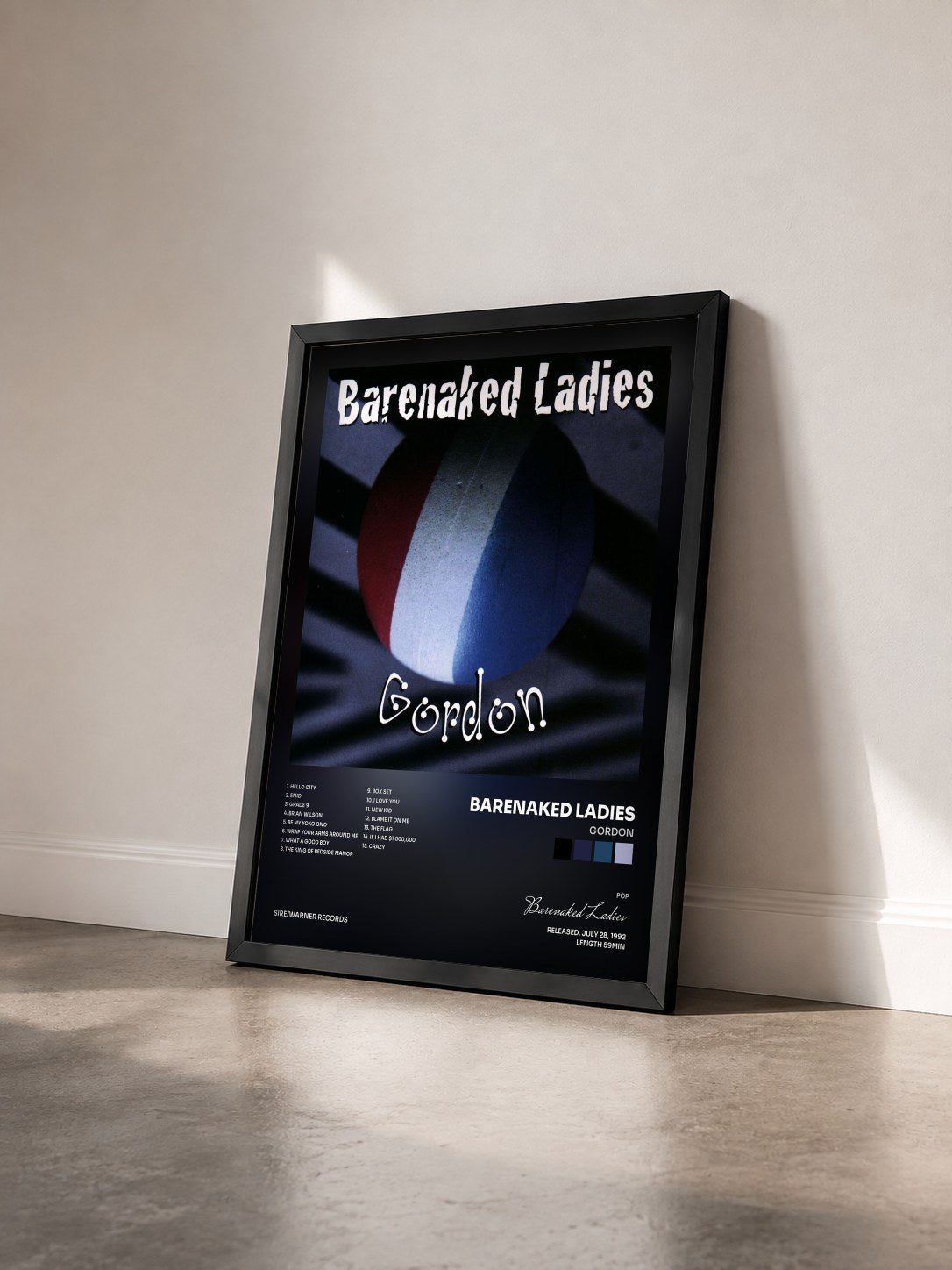 #noir Tableau de l'album Gordon de Barenaked Ladies vu de trois quarts, cadre noir