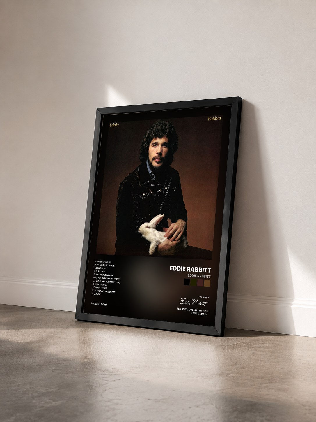 #noir Tableau de l'album Eddie Rabbitt de Eddie Rabbitt vu de trois quarts, cadre noir