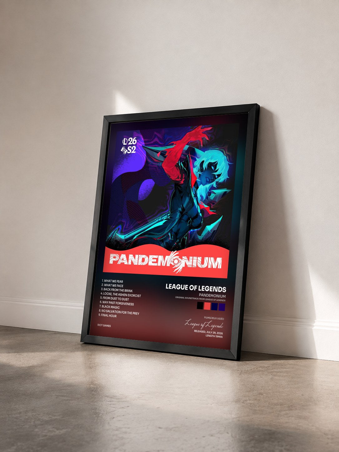 #noir Tableau de l'album Pandemonium (Original Soundtrack from League of Legends) de League of Legends vu de trois quarts, cadre noir