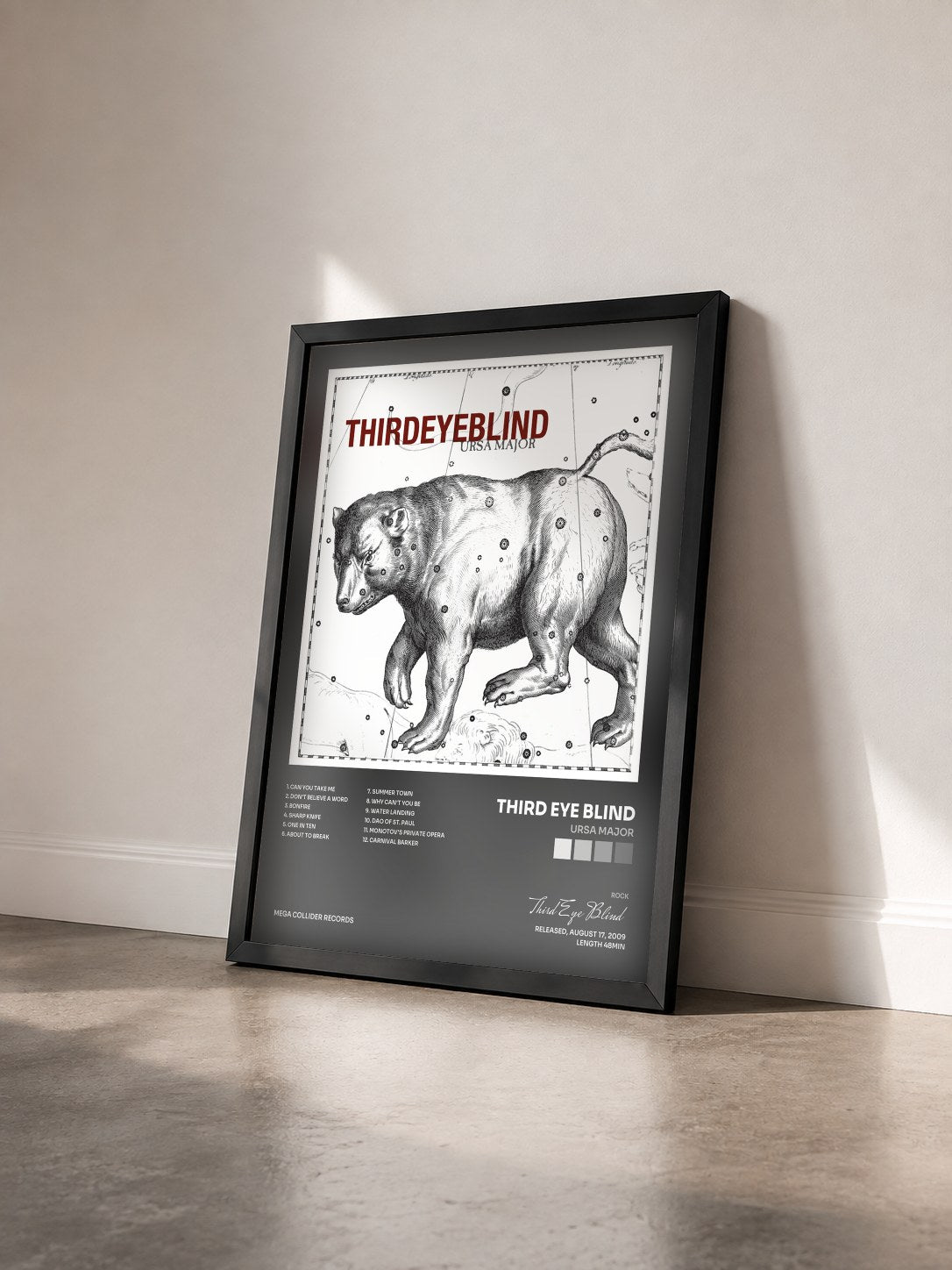 #noir Tableau de l'album Ursa Major de Third Eye Blind vu de trois quarts, cadre noir