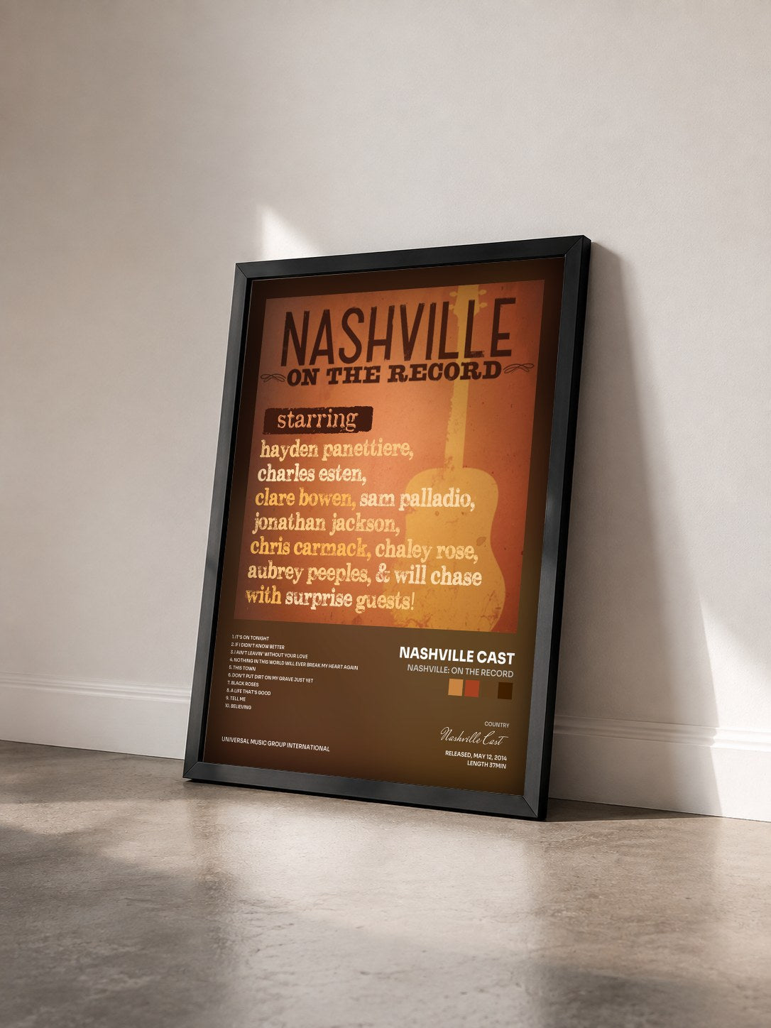#noir Tableau de l'album Nashville: On The Record de Nashville Cast vu de trois quarts, cadre noir