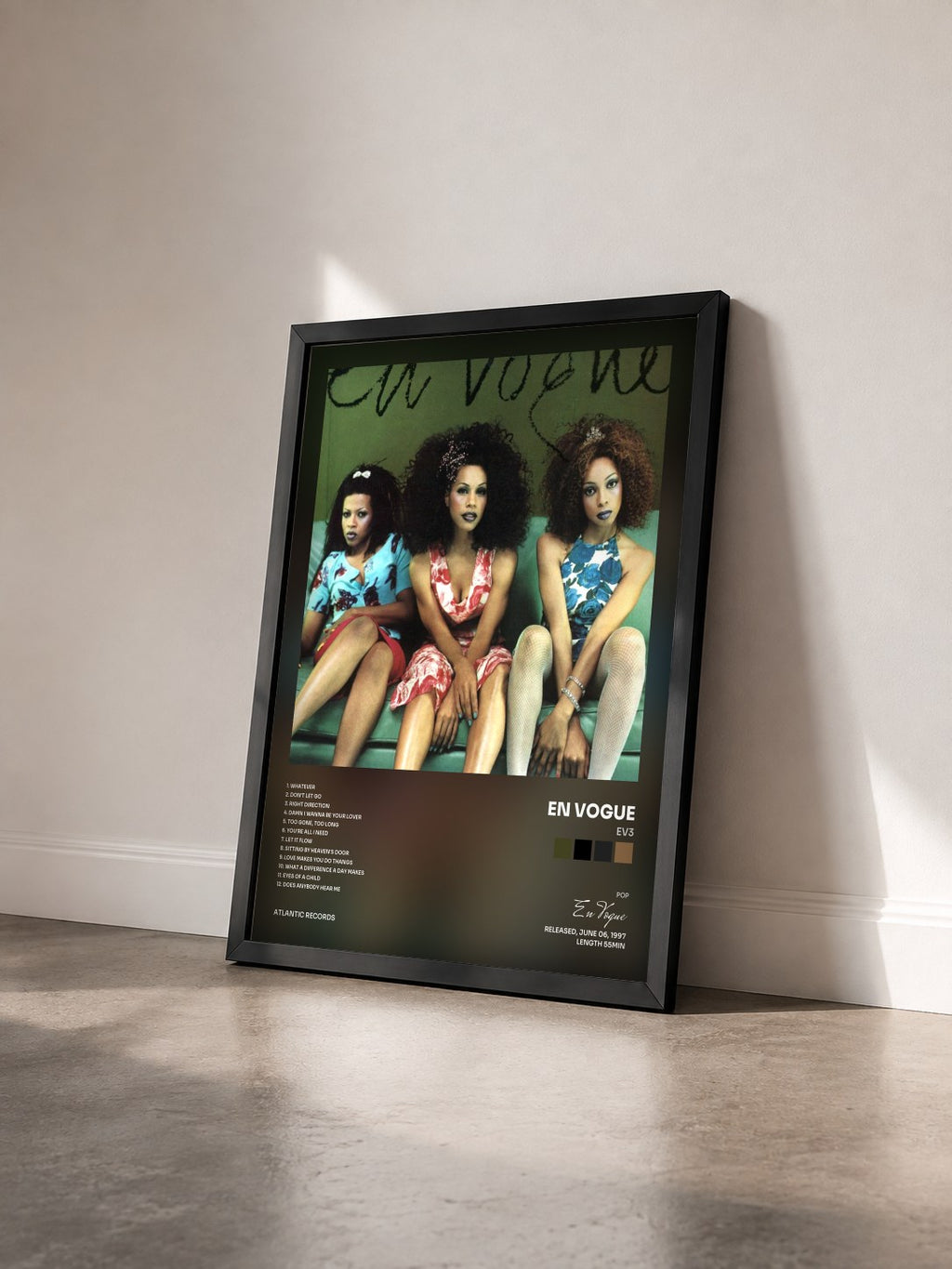 #noir Tableau de l'album EV3 de En Vogue vu de trois quarts, cadre noir
