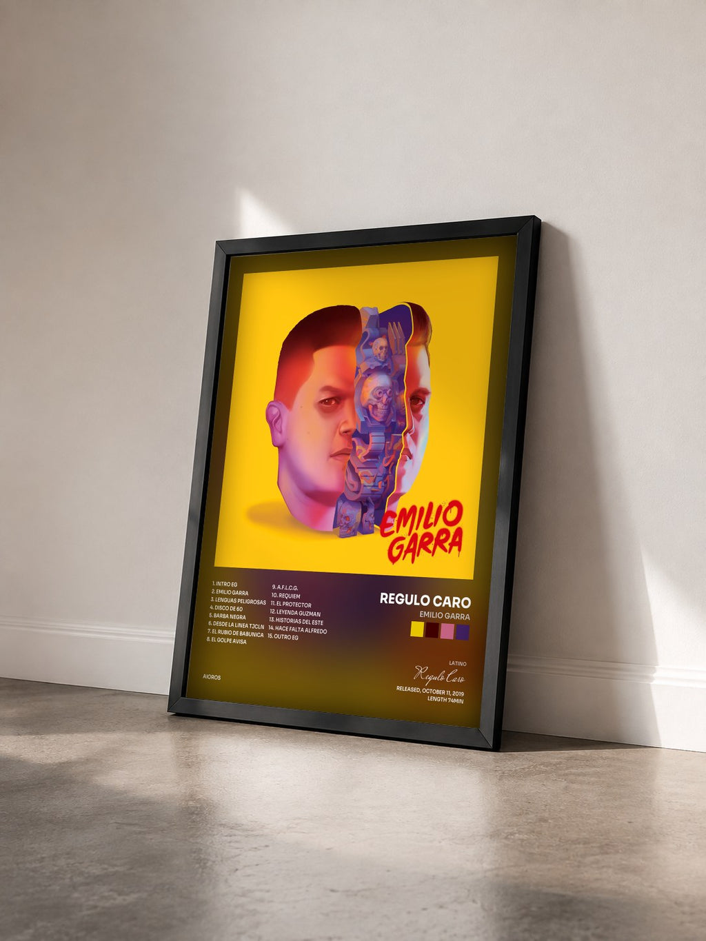#noir Tableau de l'album Emilio Garra de Regulo Caro vu de trois quarts, cadre noir