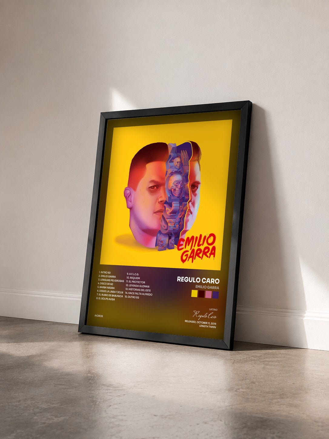 #noir Tableau de l'album Emilio Garra de Regulo Caro vu de trois quarts, cadre noir