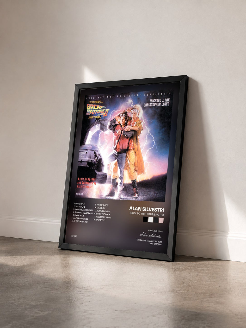 #noir Tableau de l'album Back To The Future Part II de Alan Silvestri vu de trois quarts, cadre noir