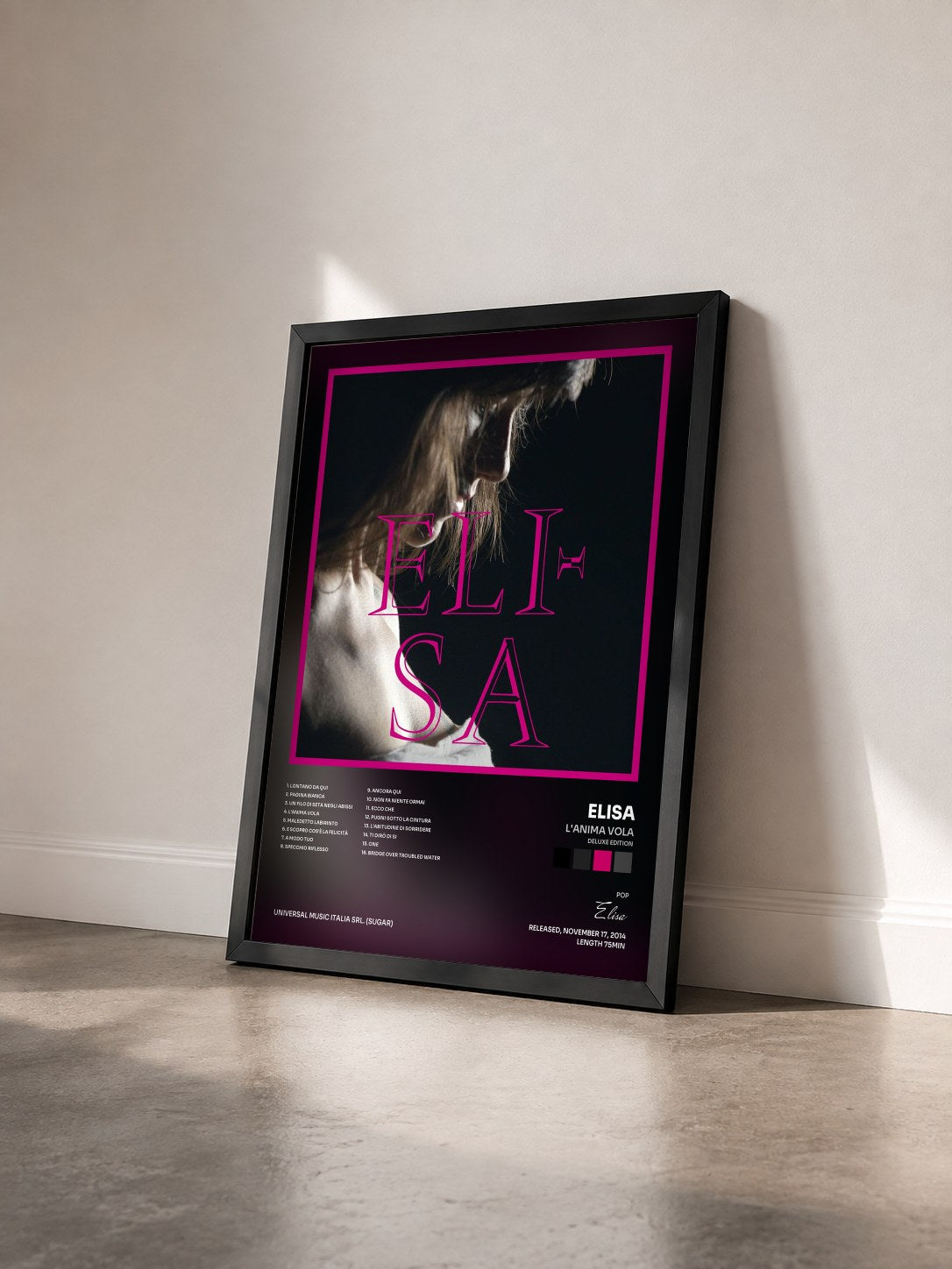 #noir Tableau de l'album L'Anima Vola (Deluxe Edition) de Elisa vu de trois quarts, cadre noir