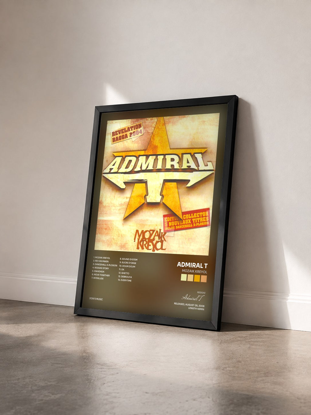 #noir Tableau de l'album Mozaik Kreyol de Admiral T vu de trois quarts, cadre noir