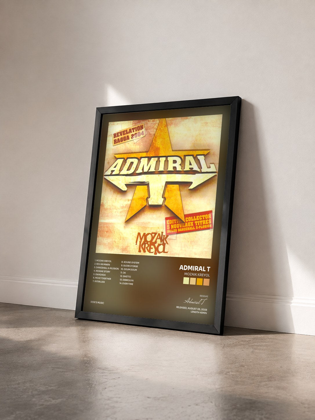 #noir Tableau de l'album Mozaik Kreyol de Admiral T vu de trois quarts, cadre noir
