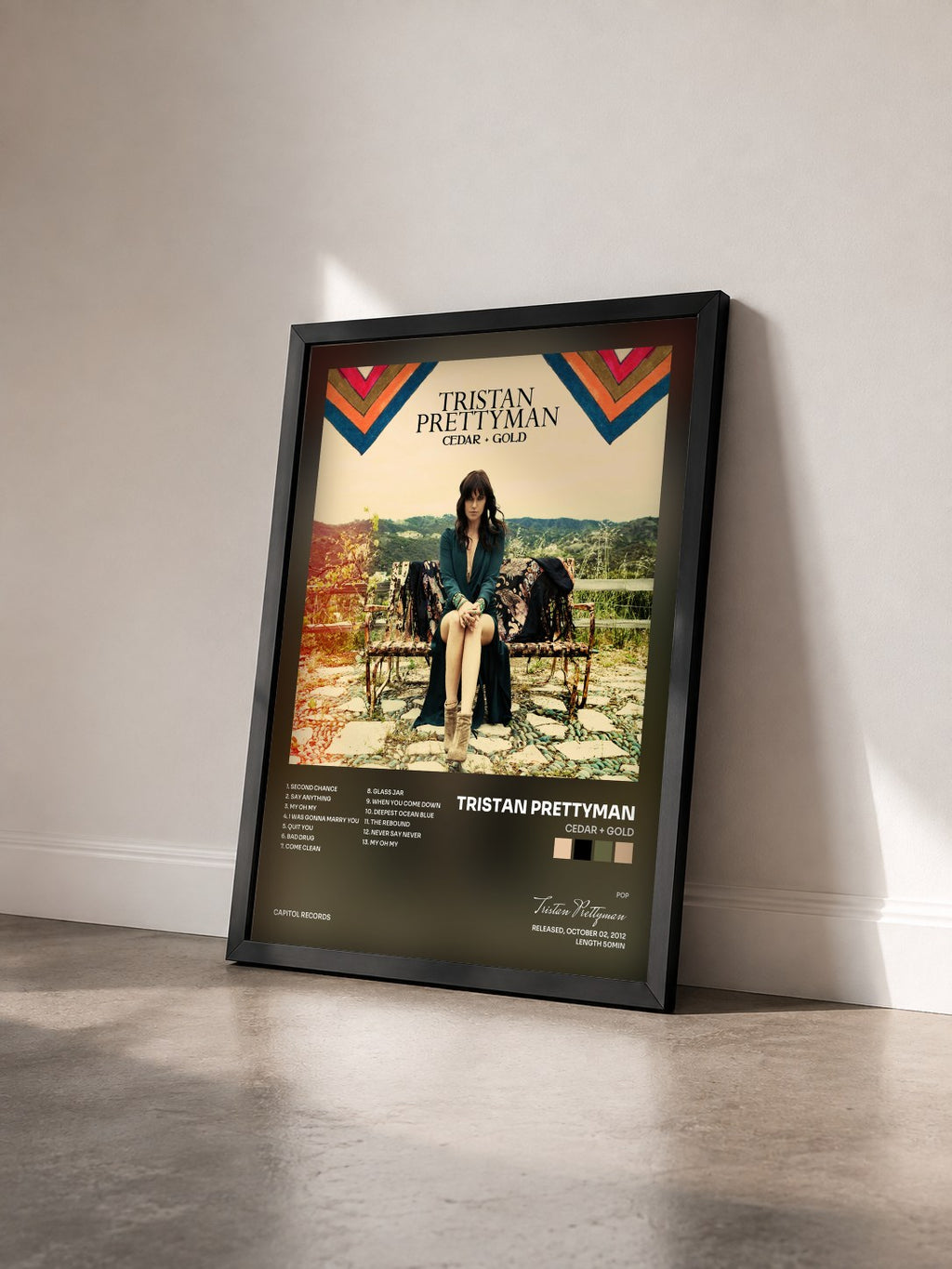 #noir Tableau de l'album Cedar + Gold de Tristan Prettyman vu de trois quarts, cadre noir
