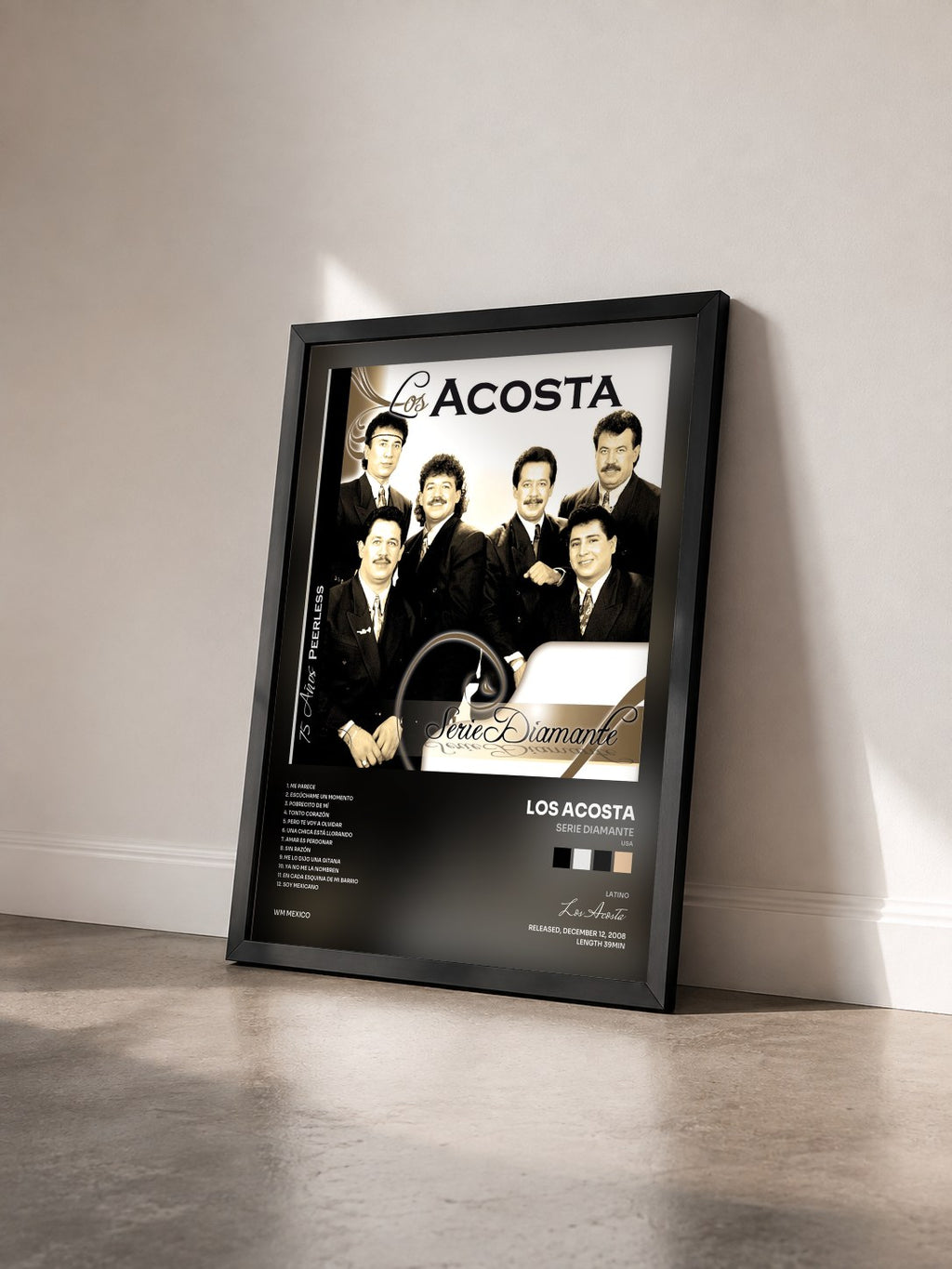 #noir Tableau de l'album Serie Diamante (USA) de Los Acosta vu de trois quarts, cadre noir