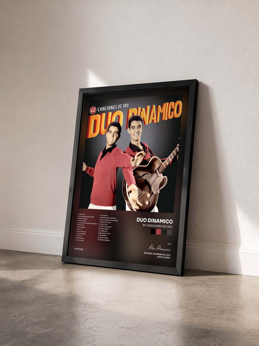 #noir Tableau de l'album 60 Canciones de Oro de Duo Dinamico vu de trois quarts, cadre noir