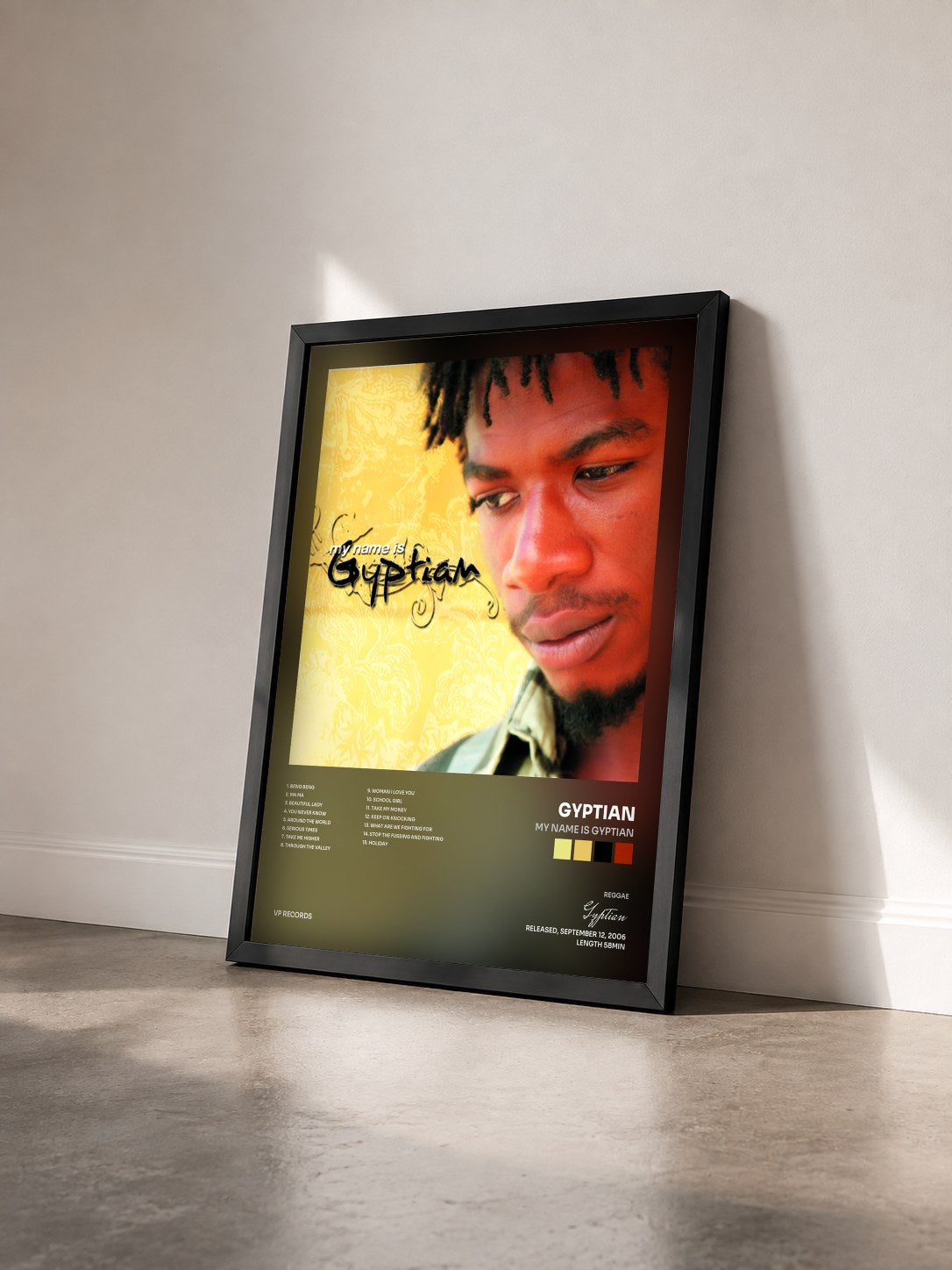 #noir Tableau de l'album My Name Is Gyptian de Gyptian vu de trois quarts, cadre noir