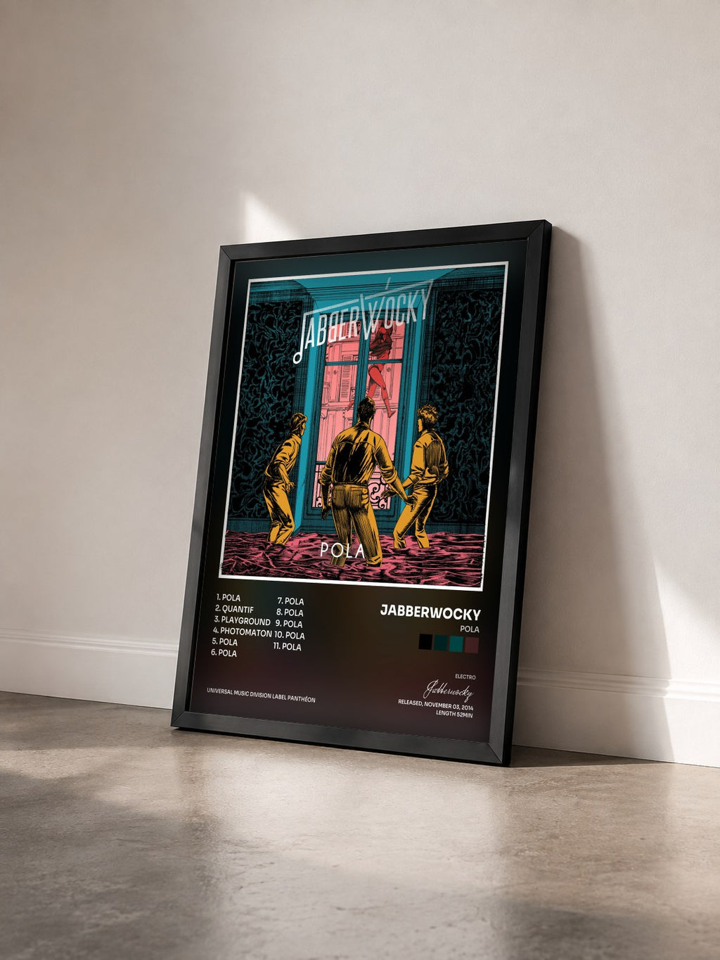 #noir Tableau de l'album Pola de Jabberwocky vu de trois quarts, cadre noir