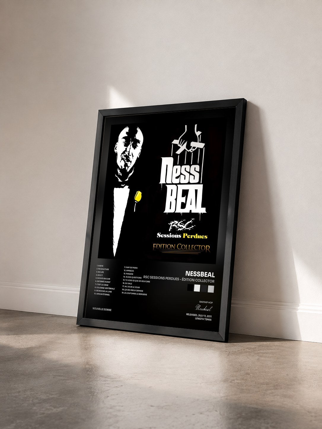 #noir Tableau de l'album RSC Sessions Perdues - Édition Collector de Nessbeal vu de trois quarts, cadre noir