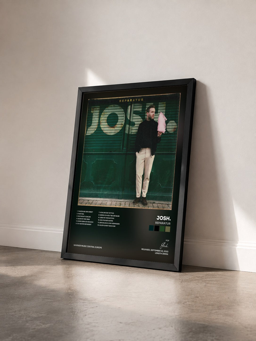 #noir Tableau de l'album Reparatur de Josh. vu de trois quarts, cadre noir