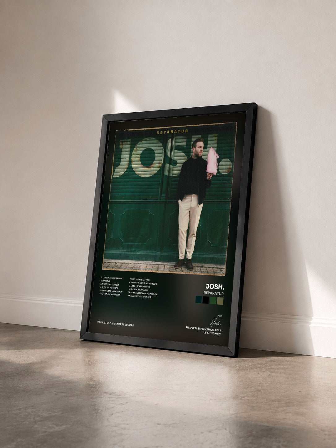 #noir Tableau de l'album Reparatur de Josh. vu de trois quarts, cadre noir