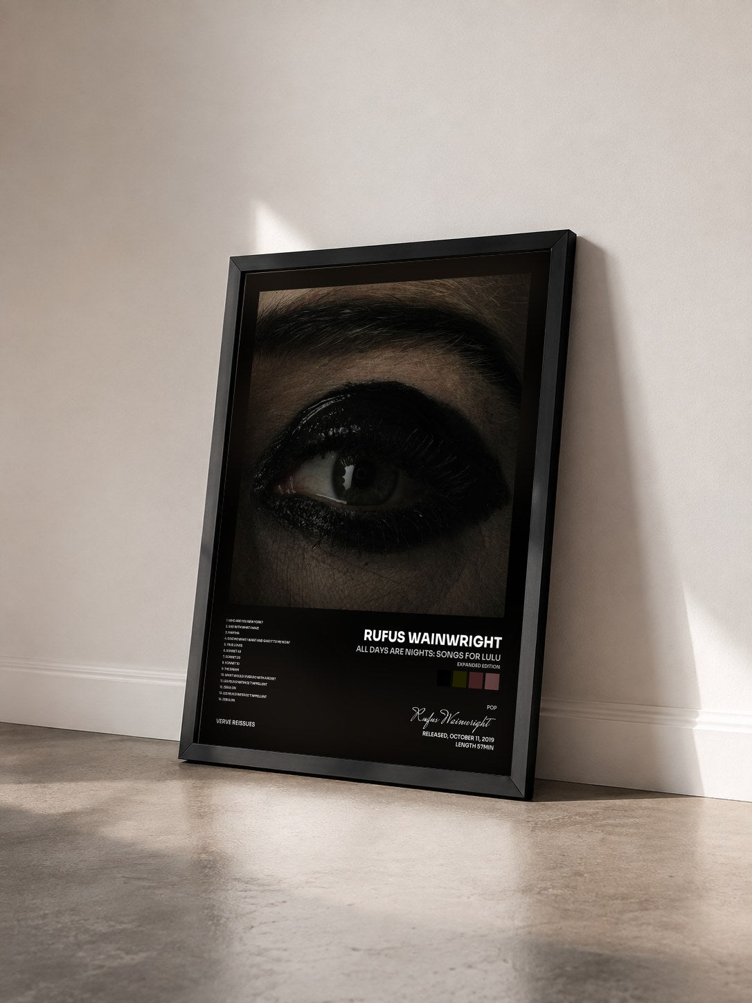 #noir Tableau de l'album All Days Are Nights: Songs For Lulu (Expanded Edition) de Rufus Wainwright vu de trois quarts, cadre noir