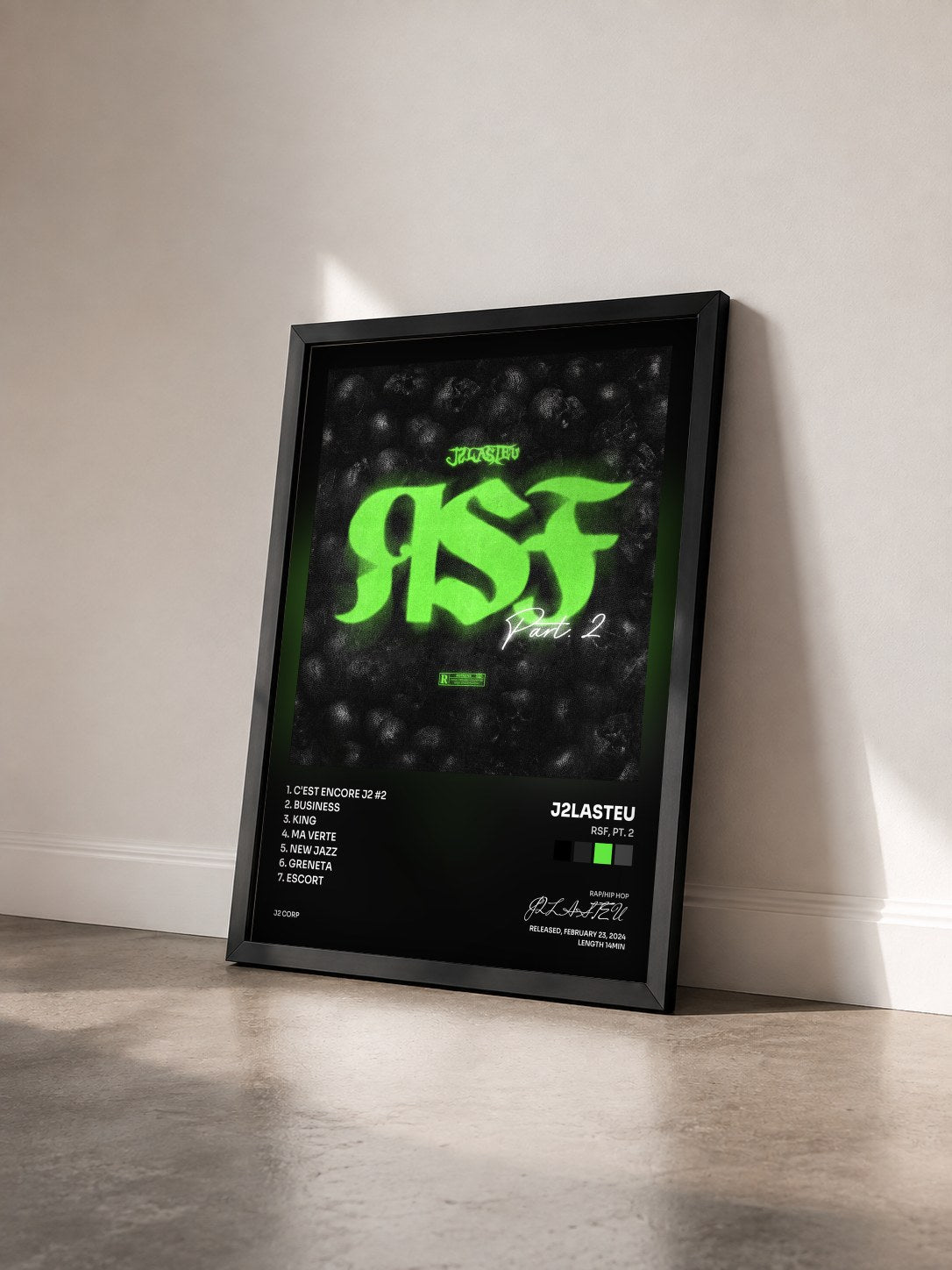 #noir Tableau de l'album Rsf, pt. 2 de J2LASTEU vu de trois quarts, cadre noir