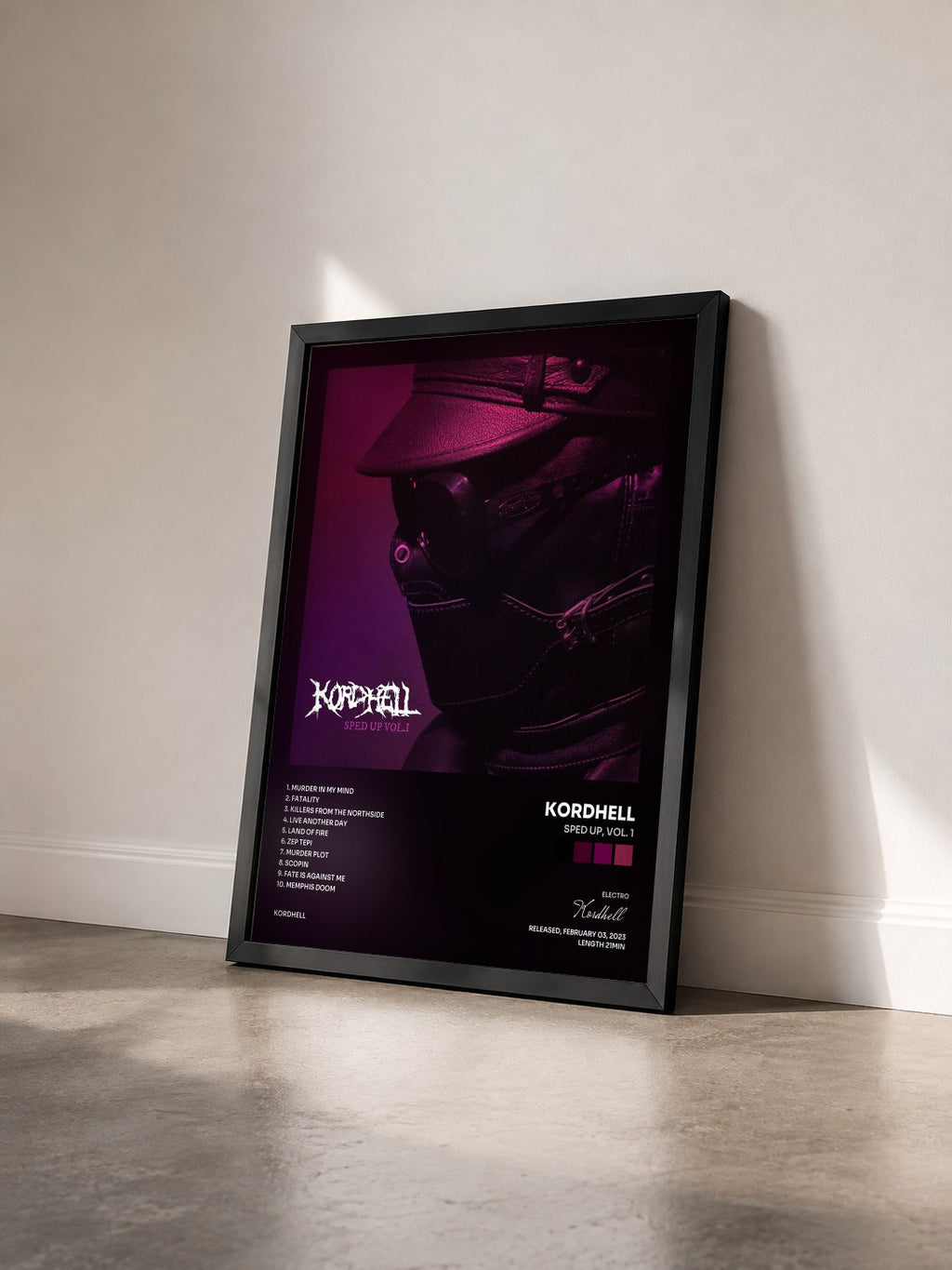 #noir Tableau de l'album Sped Up, Vol. 1 de Kordhell vu de trois quarts, cadre noir
