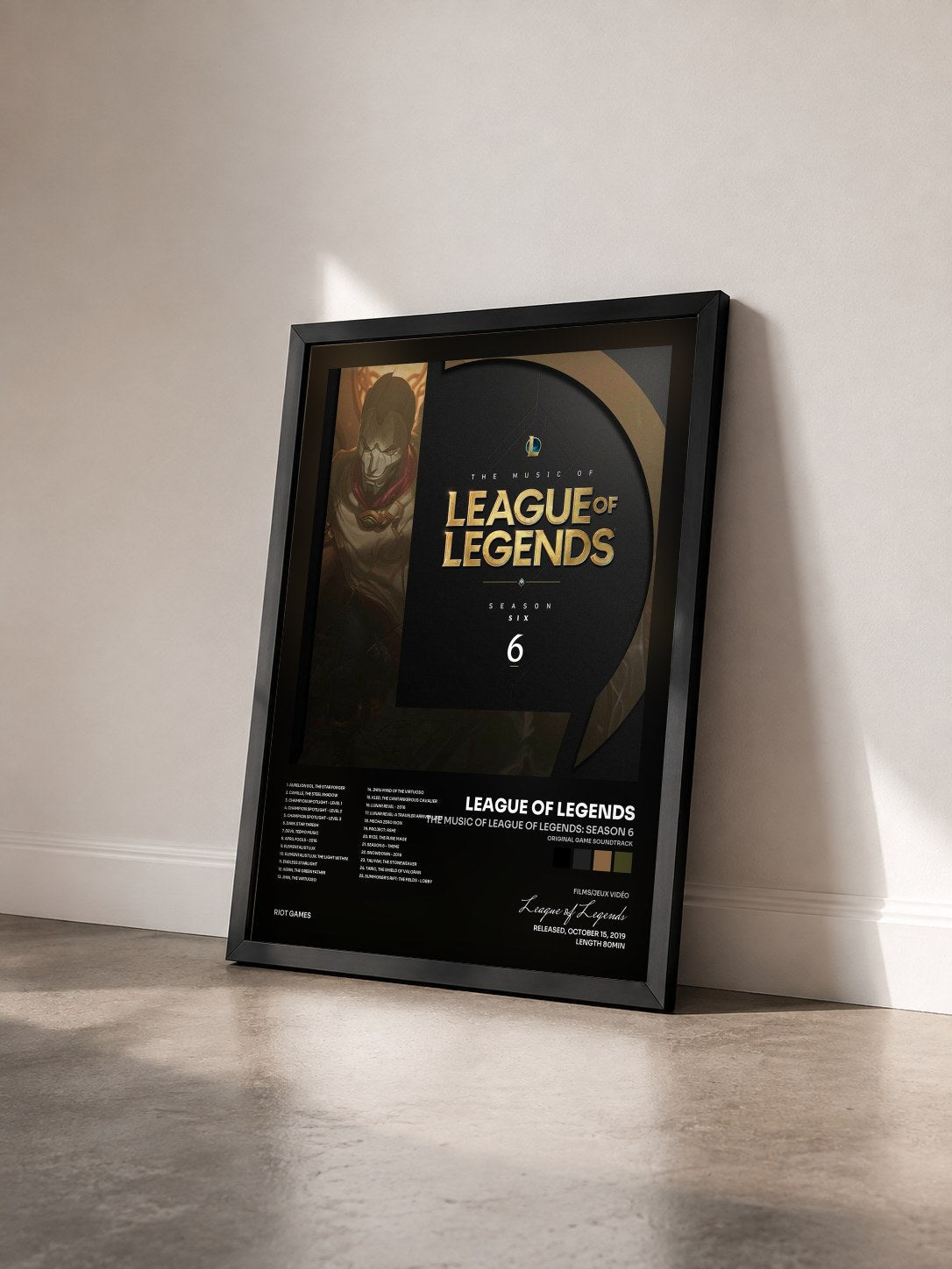 #noir Tableau de l'album The Music of League of Legends: Season 6 (Original Game Soundtrack) de League of Legends vu de trois quarts, cadre noir