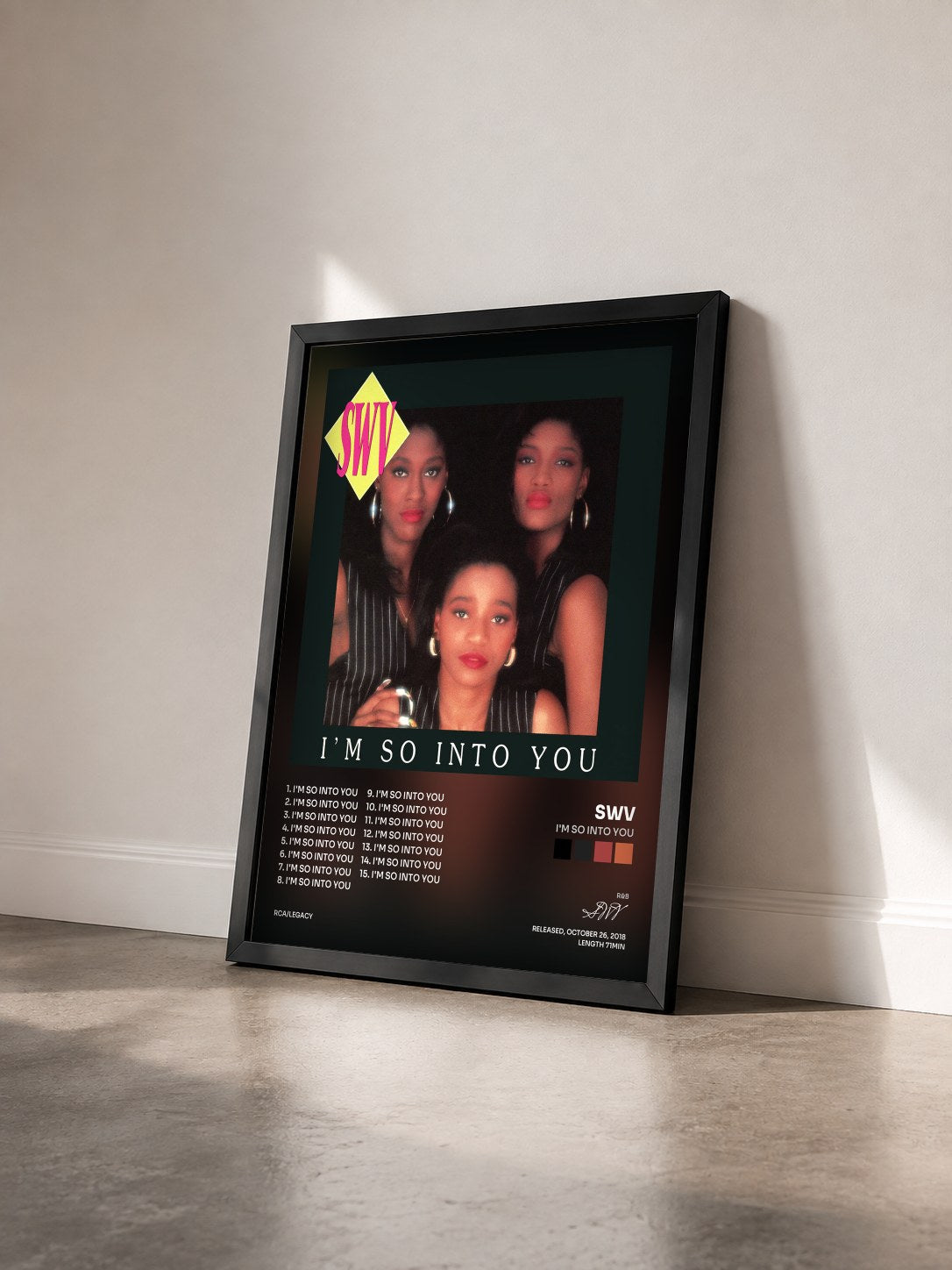 #noir Tableau de l'album I'm So Into You de SWV vu de trois quarts, cadre noir