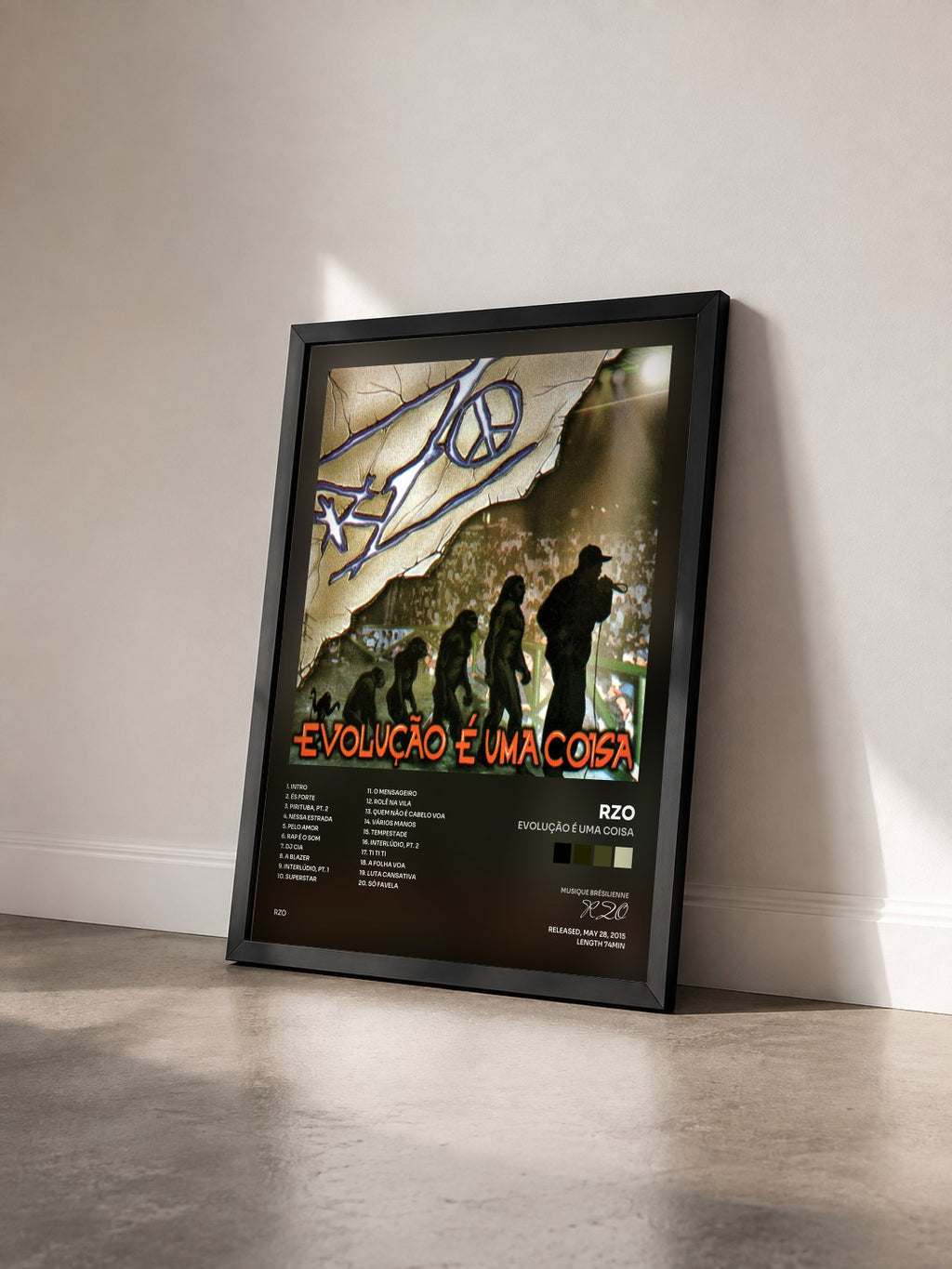 #noir Tableau de l'album Evolução É uma Coisa de RZO vu de trois quarts, cadre noir