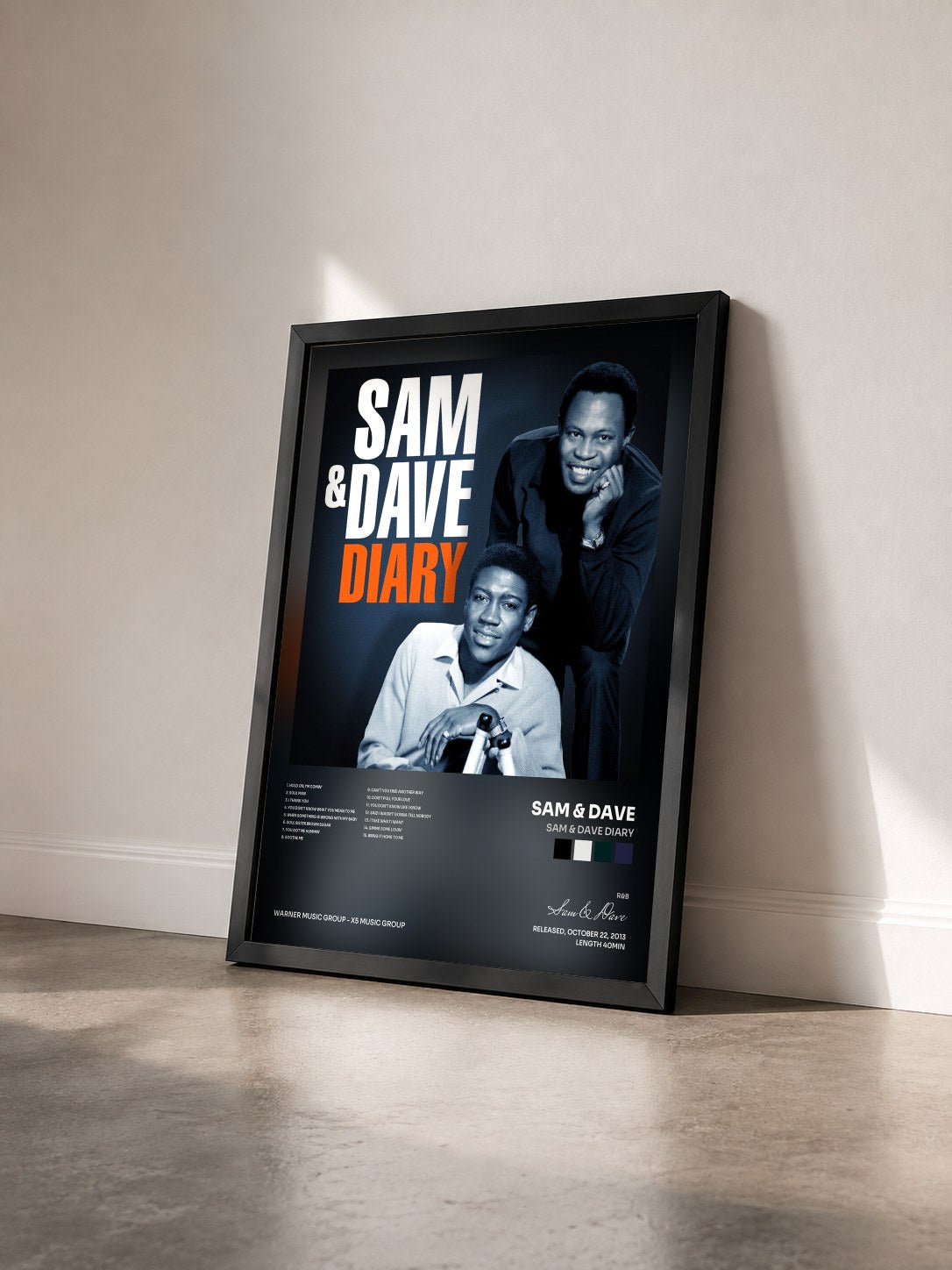 #noir Tableau de l'album Sam & Dave Diary de Sam & Dave vu de trois quarts, cadre noir