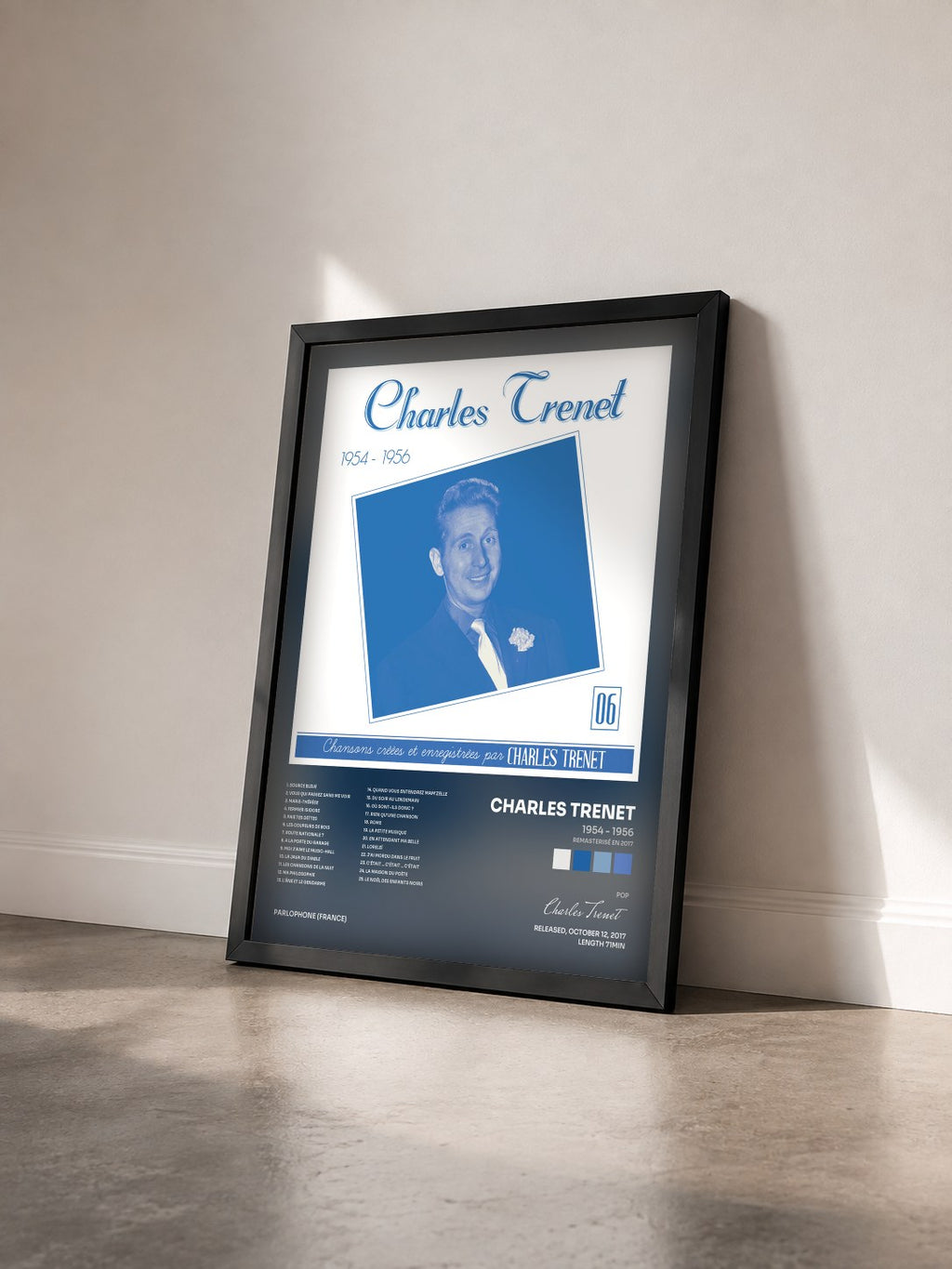 #noir Tableau de l'album 1954 - 1956 (Remasterisé en 2017) de Charles Trenet vu de trois quarts, cadre noir