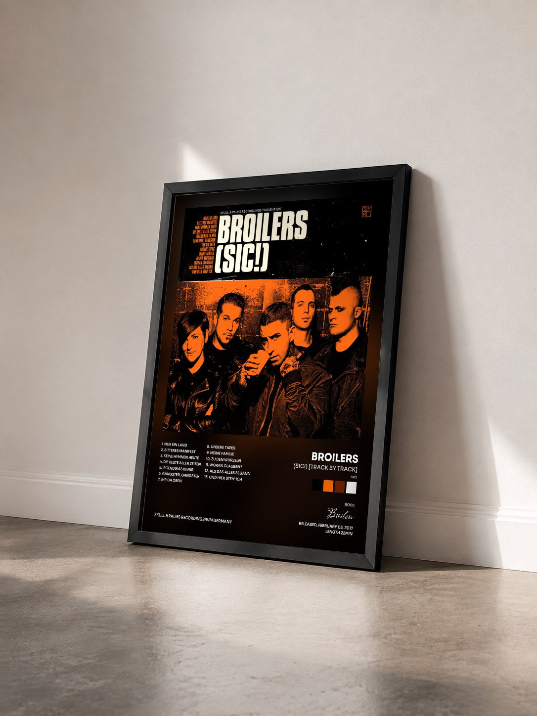 #noir Tableau de l'album (sic!) [Track by Track] de Broilers vu de trois quarts, cadre noir