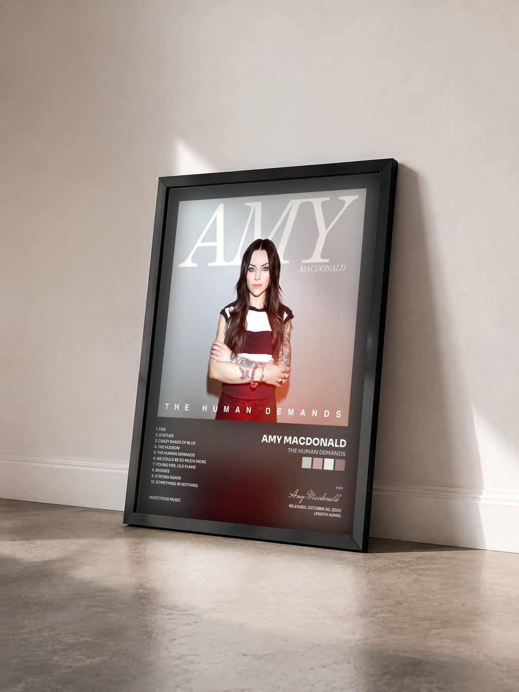 #noir Tableau de l'album The Human Demands de Amy Macdonald vu de trois quarts, cadre noir
