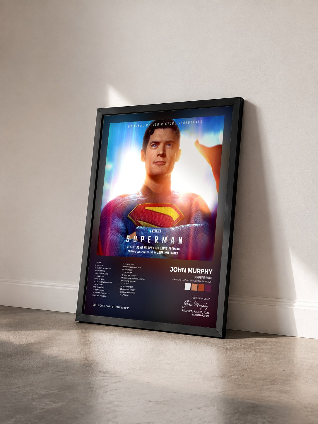 #noir Tableau de l'album Superman (Original Motion Picture Soundtrack) de John Murphy vu de trois quarts, cadre noir