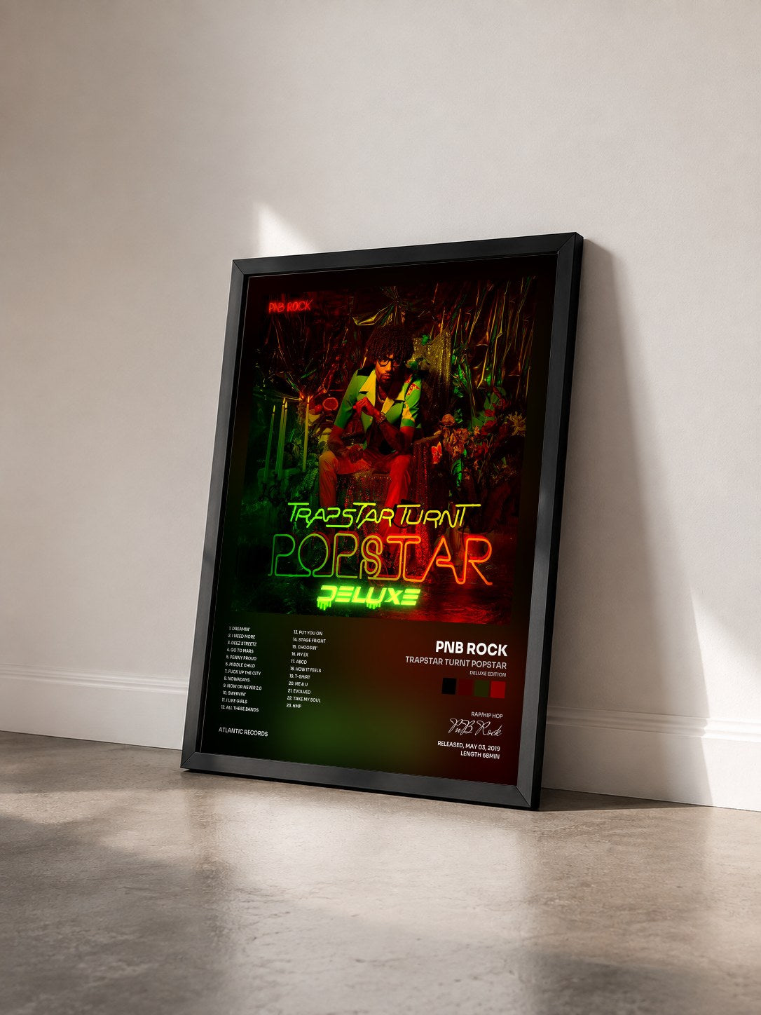 #noir Tableau de l'album TrapStar Turnt PopStar (Deluxe Edition) de PnB Rock vu de trois quarts, cadre noir