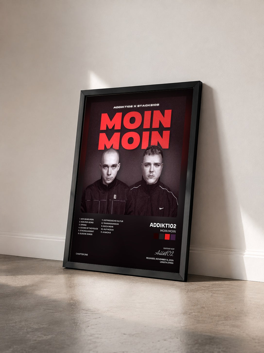 #noir Tableau de l'album MOIN MOIN de Addikt102 vu de trois quarts, cadre noir
