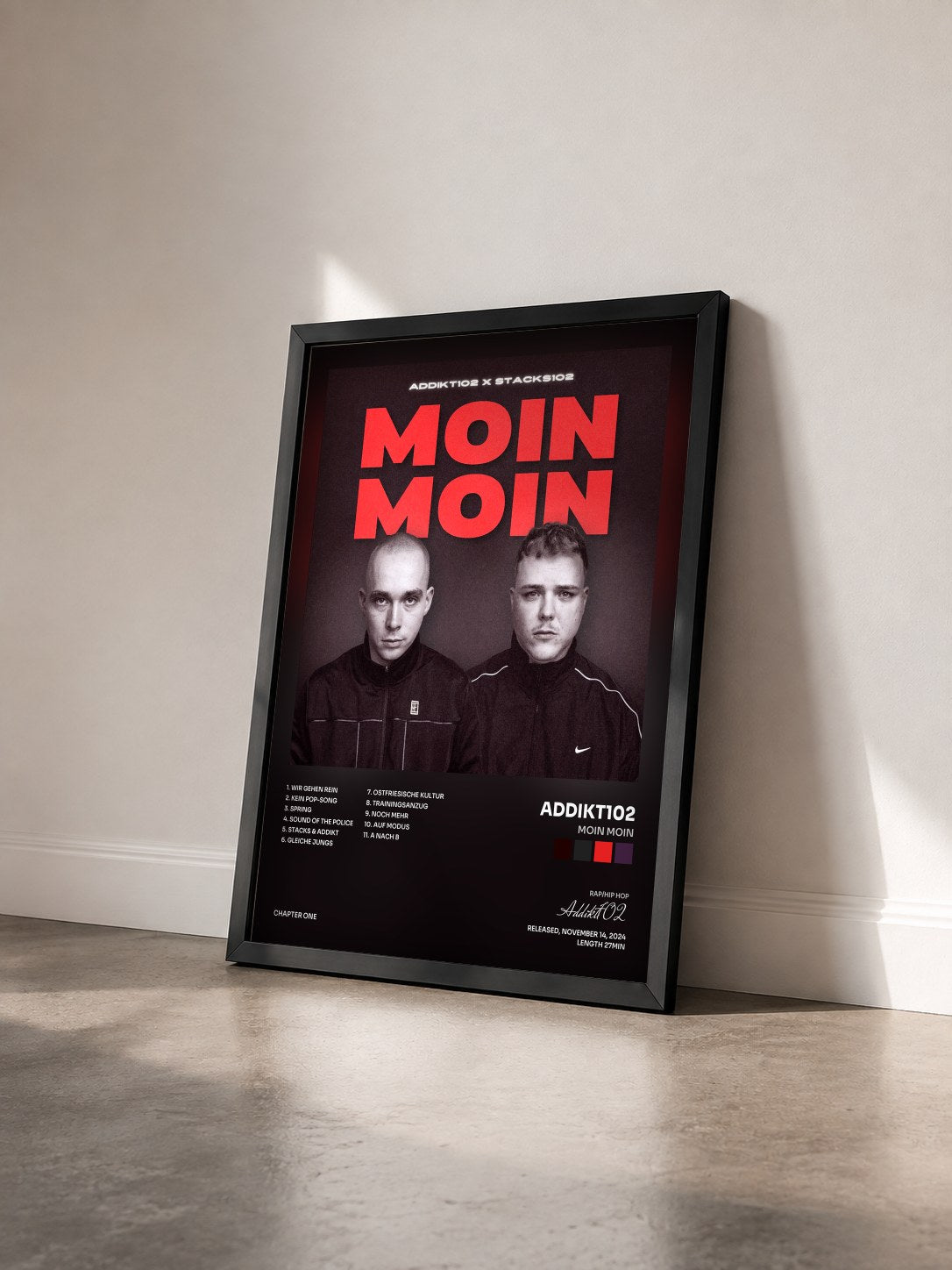 #noir Tableau de l'album MOIN MOIN de Addikt102 vu de trois quarts, cadre noir