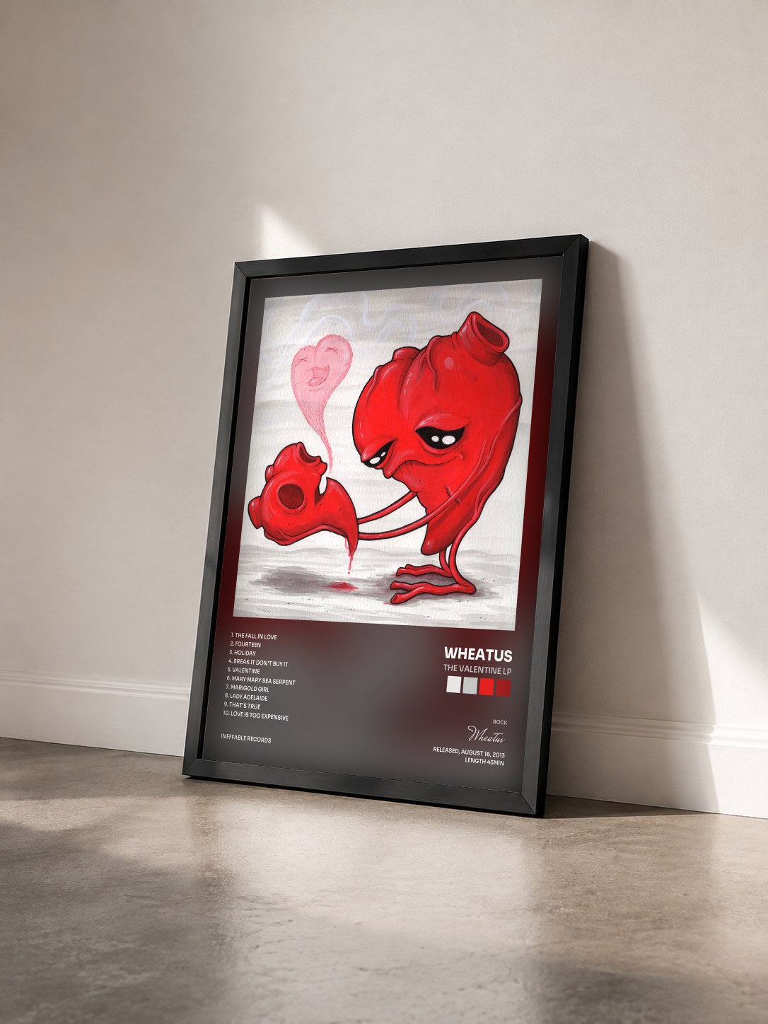 #noir Tableau de l'album The Valentine Lp de Wheatus vu de trois quarts, cadre noir