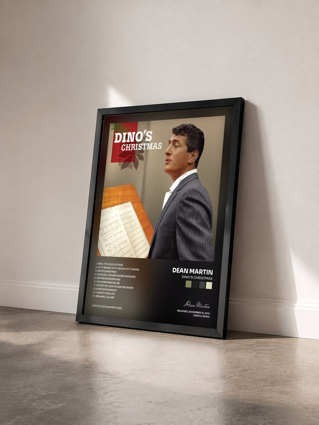 #noir Tableau de l'album Dino's Christmas de Dean Martin vu de trois quarts, cadre noir