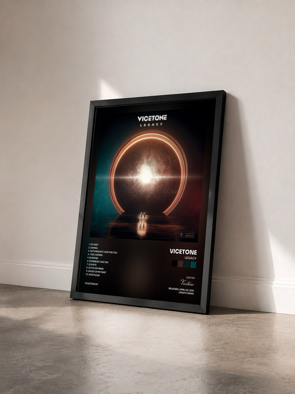#noir Tableau de l'album Legacy de Vicetone vu de trois quarts, cadre noir