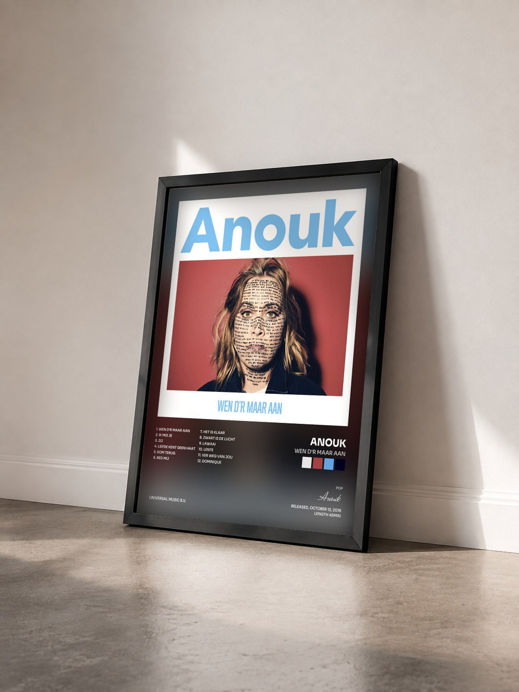 #noir Tableau de l'album Wen D'r Maar Aan de Anouk vu de trois quarts, cadre noir