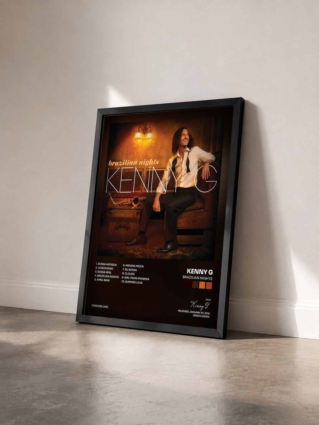 #noir Tableau de l'album Brazilian Nights de Kenny G vu de trois quarts, cadre noir