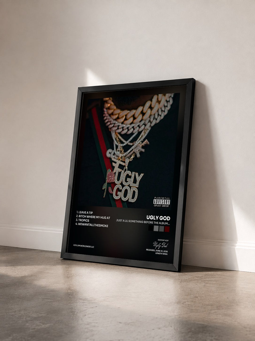 #noir Tableau de l'album just a lil something before the album... de Ugly God vu de trois quarts, cadre noir