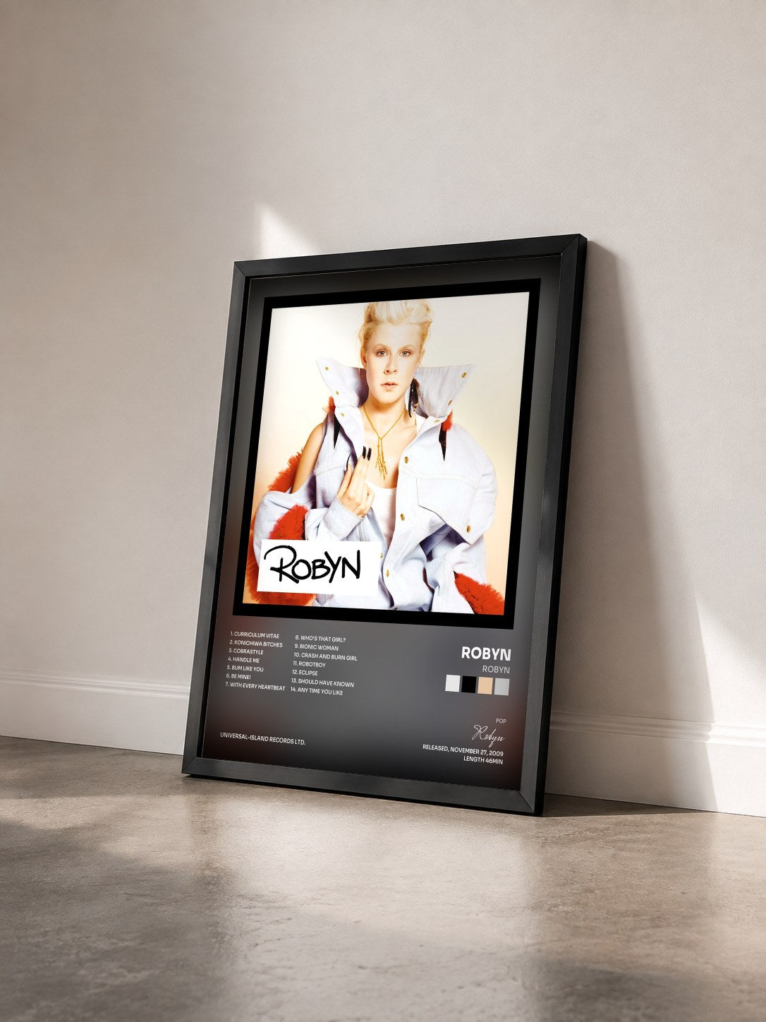 #noir Tableau de l'album Robyn de Robyn vu de trois quarts, cadre noir