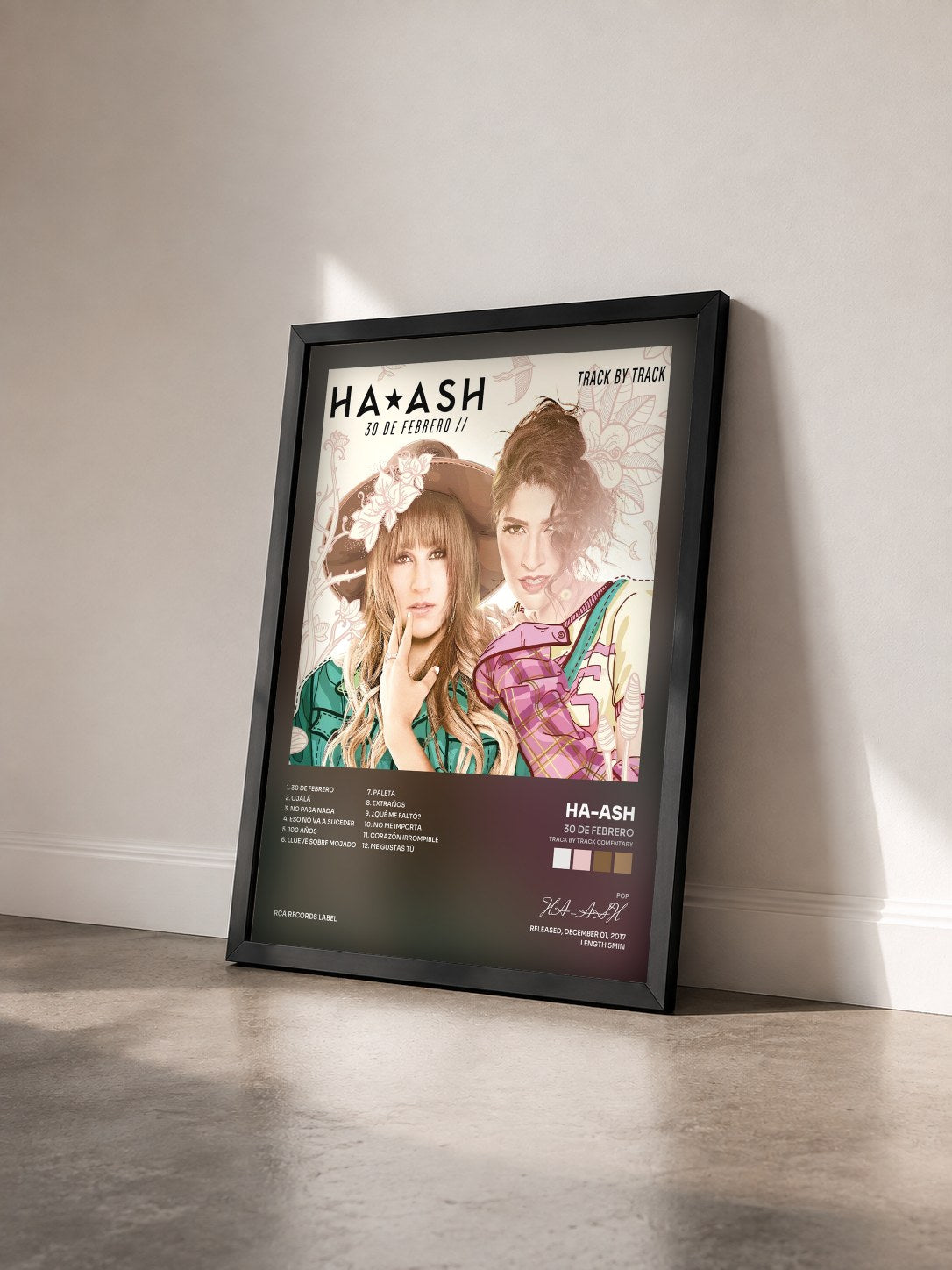 #noir Tableau de l'album 30 de Febrero (Track by Track Comentary) de HA-ASH vu de trois quarts, cadre noir
