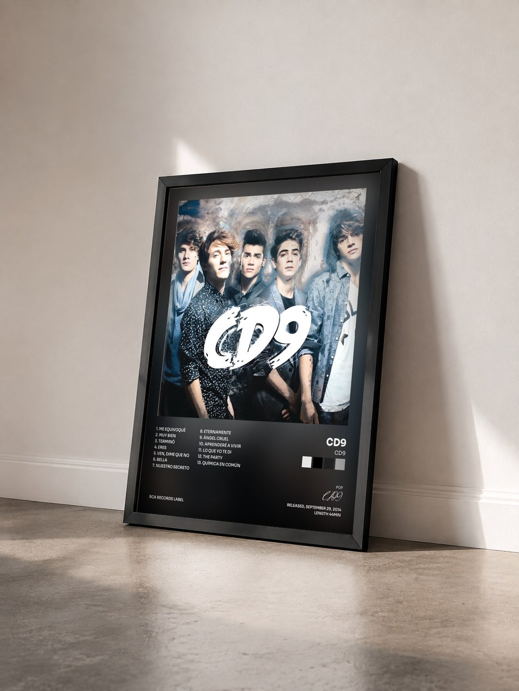 #noir Tableau de l'album CD9 de CD9 vu de trois quarts, cadre noir