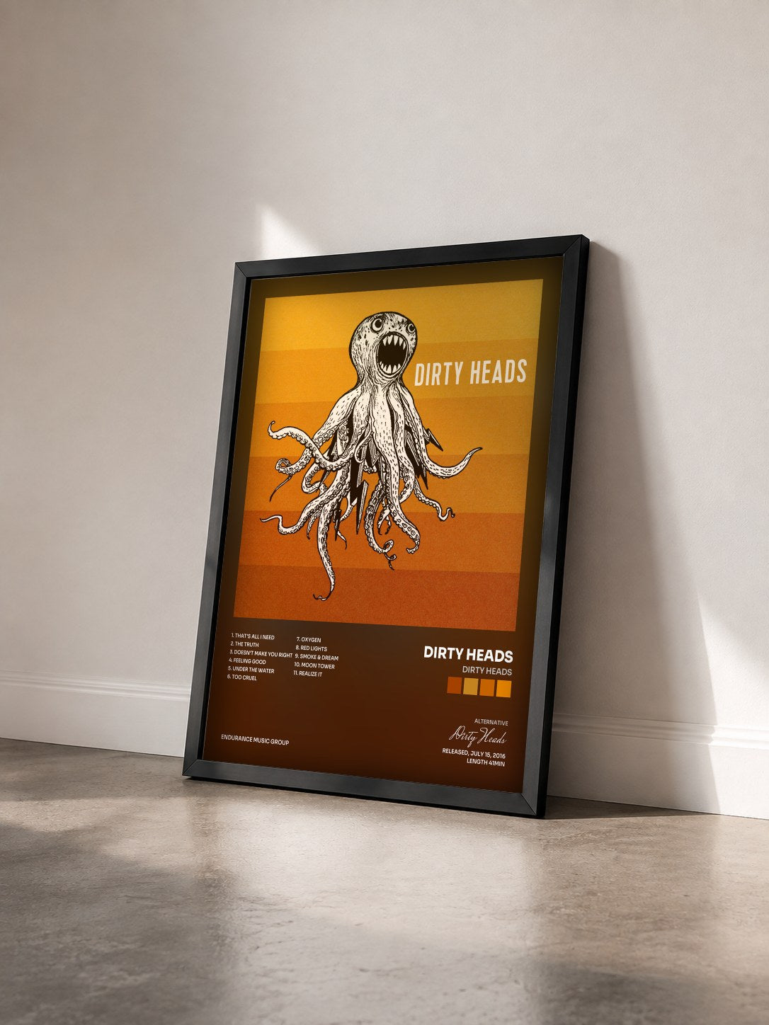 #noir Tableau de l'album Dirty Heads de Dirty Heads vu de trois quarts, cadre noir