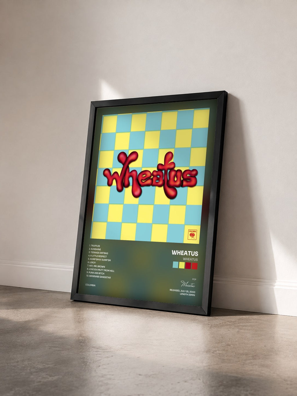#noir Tableau de l'album Wheatus de Wheatus vu de trois quarts, cadre noir