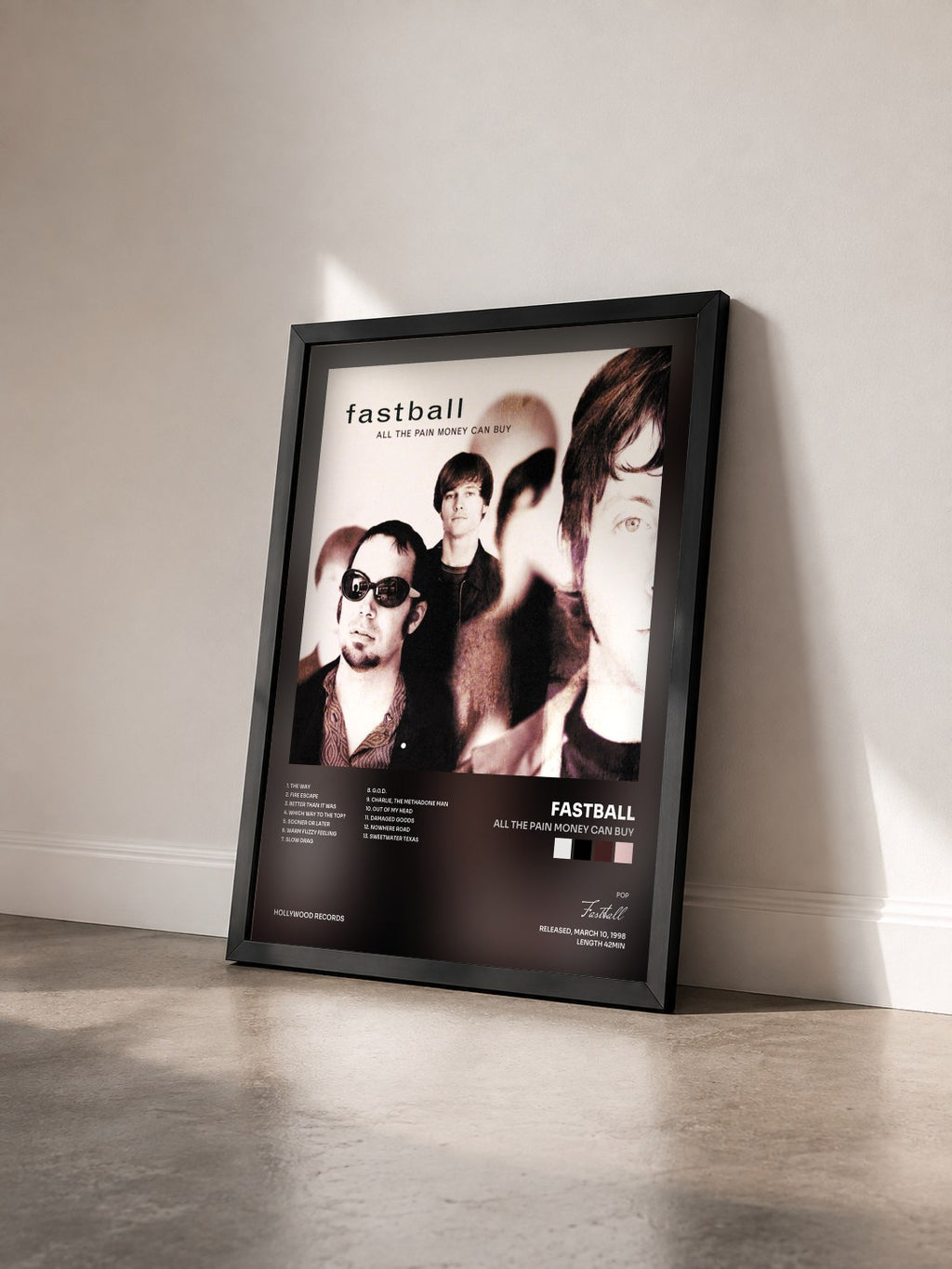 #noir Tableau de l'album All The Pain Money Can Buy de Fastball vu de trois quarts, cadre noir