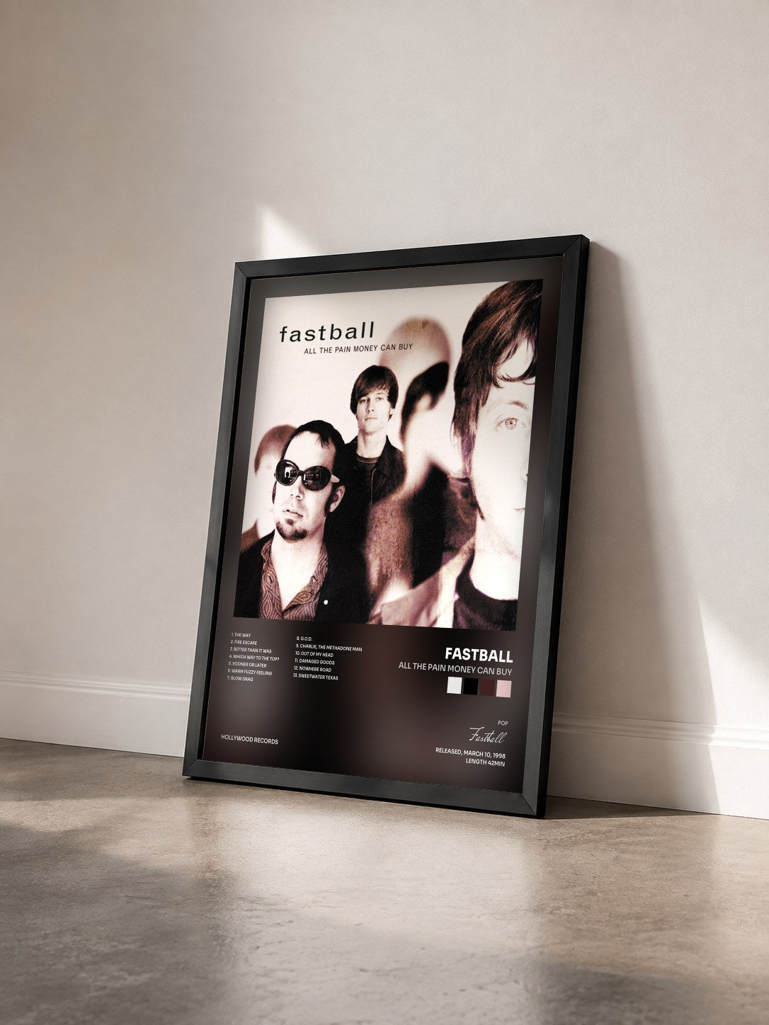 #noir Tableau de l'album All The Pain Money Can Buy de Fastball vu de trois quarts, cadre noir