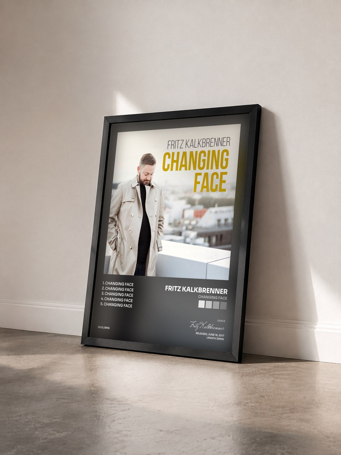 #noir Tableau de l'album Changing Face de Fritz Kalkbrenner vu de trois quarts, cadre noir