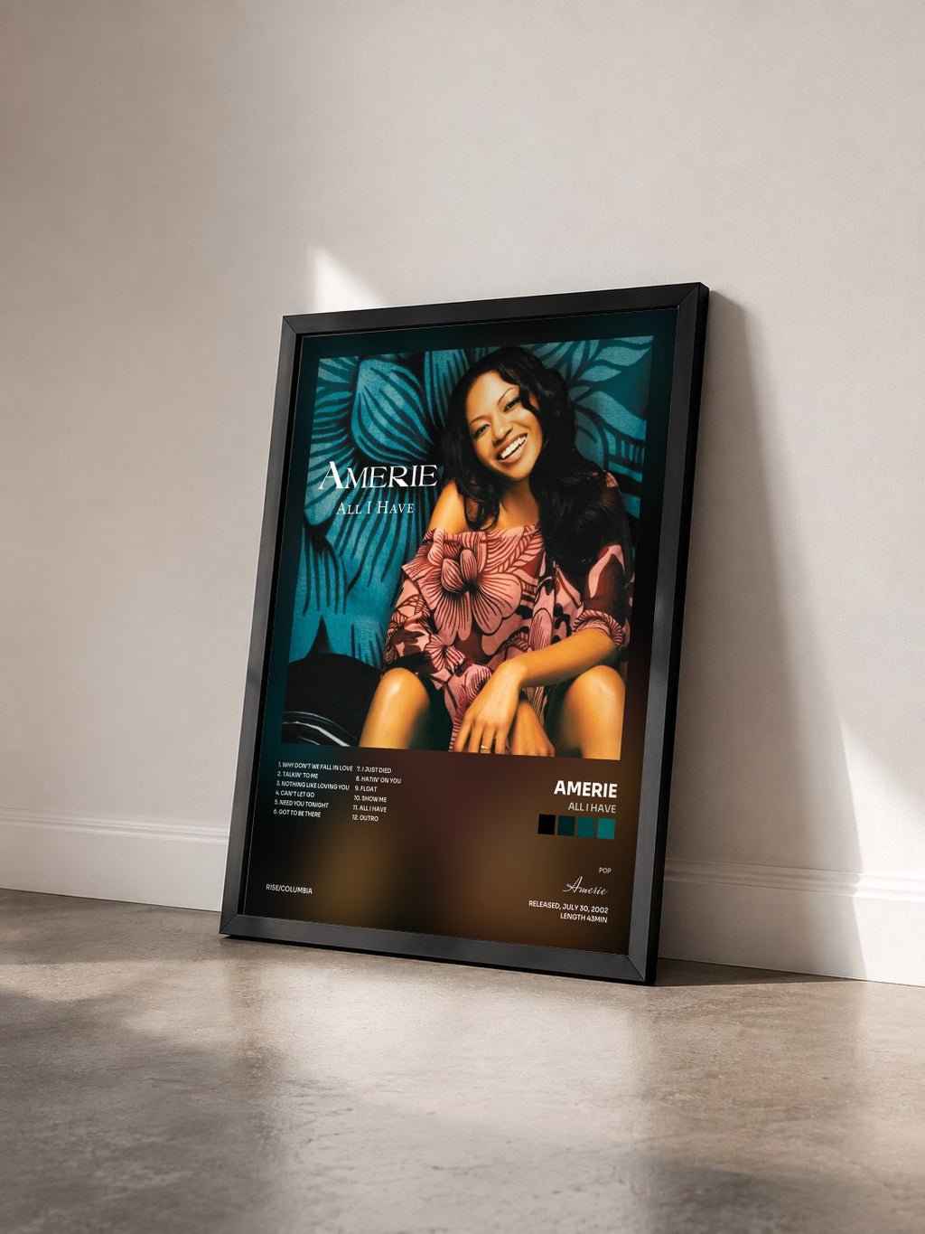 #noir Tableau de l'album All I Have de Amerie vu de trois quarts, cadre noir